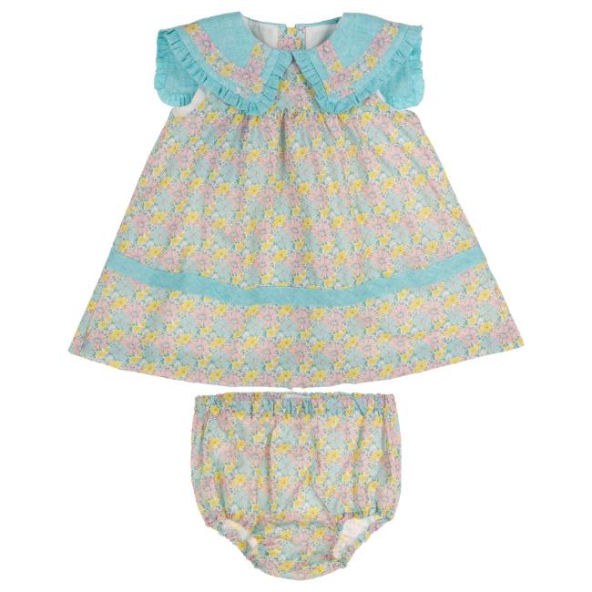 Picture of Foque Baby Girls Dress & Panties Set - Turquoise Pink Floral