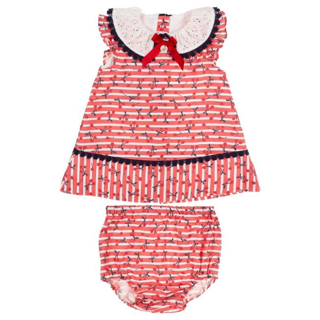 Picture of Foque Baby Girls Cherries Dress & Panties Set - Red Navy