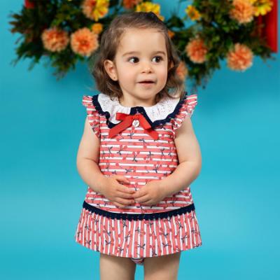 Picture of Foque Baby Girls Cherries Dress & Panties Set - Red Navy