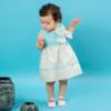 Picture of Foque Baby Girls Knitted Bodice Dress - Turquoise Pink Floral 