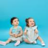 Picture of Foque Baby Girls Knitted Bodice Dress - Turquoise Pink Floral 