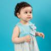Picture of Foque Baby Girls Knitted Bodice Dress - Turquoise Pink Floral 