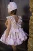 Picture of Ela Confeccion Girls Ruffle Dress Panties Bonnet Set X 3 - Ivory Pink Gold Lace