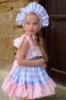 Picture of Ela Confeccion Girls Catalina Dress Panties Bonnet Set X 3 - Pink Blue 
