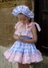 Picture of Ela Confeccion Girls Catalina Dress Panties Bonnet Set X 3 - Pink Blue 