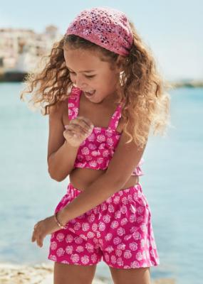 Picture of Mayoral Girls Summer Shell Print Shorts Set X 2 - Magenta