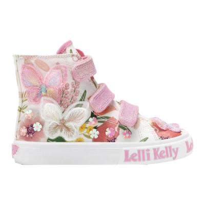 Picture of Lelli Kelly Carrie Mid Canvas Easy On Butterfly Boot  - Multi Colours
