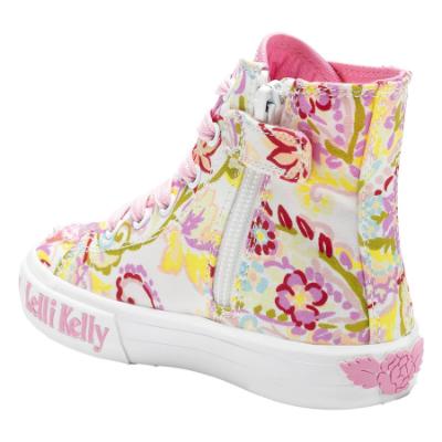Picture of Lelli Kelly Sam Mid Canvas Butterfly Boot With Inside Zip - Multi Colours