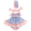 Picture of Ela Confeccion Girls Catalina Dress Panties Bonnet Set X 3 - Pink Blue 