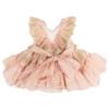 Picture of Ela Confeccion Girls Ruffle Dress Panties Bonnet Set X 3 - Ivory Pink Gold Lace