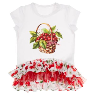 Picture of Daga Baby Girls Fluffy Cherries Ruffle Tunic & Leggings Set X 2 - White Red