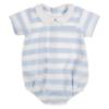 Picture of Sardon Baby Summer Collection Boys Pique Stripe Romper - White Pale Blue