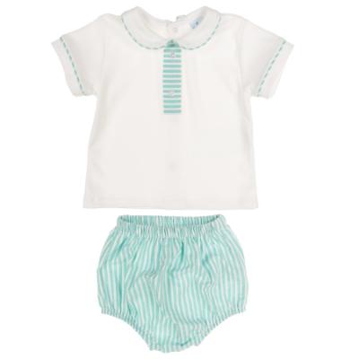 Picture of Sardon Baby Summer Collection Boys Jampant Set - White Mint Green
