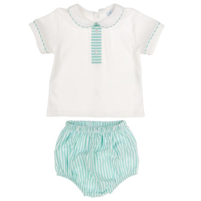 Picture of Sardon Baby Summer Collection Boys Jampant Set - White Mint Green