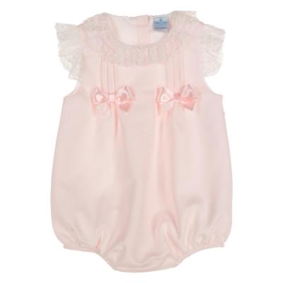 Picture of Sardon Baby Summer Collection Girls Lace Ruffle Jacquard Romper - Baby Pink