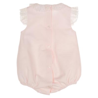 Picture of Sardon Baby Summer Collection Girls Lace Ruffle Jacquard Romper - Baby Pink