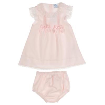 Picture of Sardon Baby Summer Collection Girls Lace Ruffle Jacquard Dress & Panties Set X 2 - Baby Pink