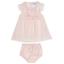 Picture of Sardon Baby Summer Collection Girls Lace Ruffle Jacquard Dress & Panties Set X 2 - Baby Pink