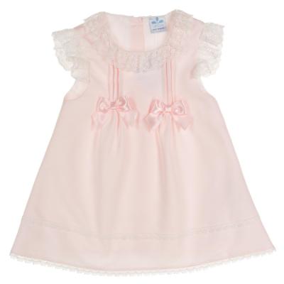 Picture of Sardon Baby Summer Collection Girls Lace Ruffle Jacquard Dress & Panties Set X 2 - Baby Pink