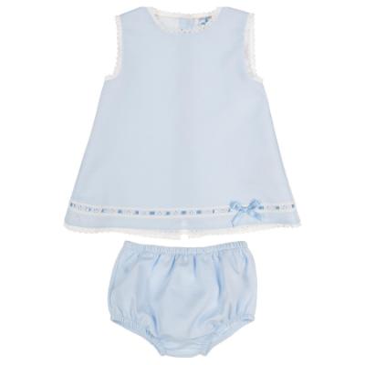 Picture of Sardon Baby Summer Collection Girls Jacquard Dress & Panties Set X 2 - Pale Blue