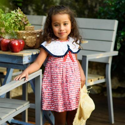 Picture of Foque Girls Cherries Open Back Dress - Red Navy