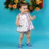Picture of Foque Baby Girls Floral Ruffle Dress & Panties Set - Fuchsia Pink Navy