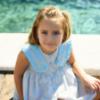 Picture of Foque Girls Open Back Dress With Oversized Collar - Turquoise Pink Floral
