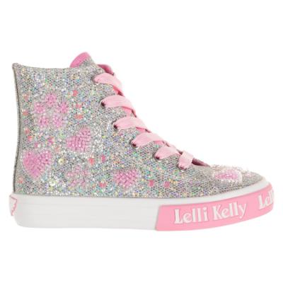 Picture of Lelli Kelly Cresida Mid Glitter Heart  Boot With Inside Zip - Silver Pink
