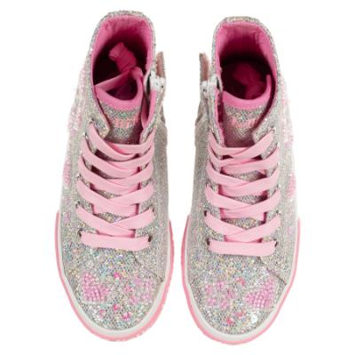 Picture of Lelli Kelly Cresida Mid Glitter Heart  Boot With Inside Zip - Silver Pink