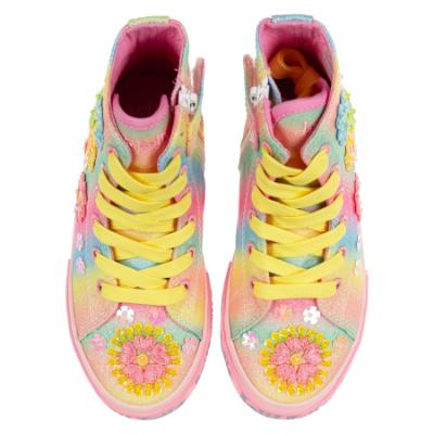 Picture of Lelli Kelly Francesca Mid Canvas Flower Boot With Inside Zip - Rosa Fantasia