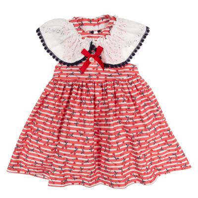 Picture of Foque Girls Cherries Open Back Dress - Red Navy