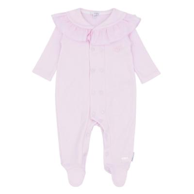 Picture of Blues Baby Girls Ruffle Bodice Front Opening Jersey Babygrow - Pink 