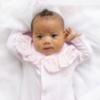 Picture of Blues Baby Girls Ruffle Bodice Front Opening Jersey Babygrow - Pink 