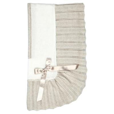Picture of Mac Ilusion Baby Glossy Collection Boxed Shawl With Ruffle - White Beige
