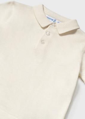 Picture of Mayoral Toddler Boys Summer Fine Knit Polo Top - Beige