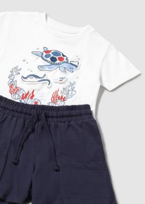 Picture of Mayoral Toddler Boys Summer 3D T-shirt & Shorts Set X 2 - White Navy