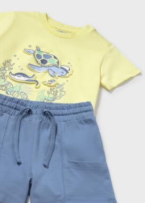 Picture of Mayoral Toddler Boys Summer 3D T-shirt & Shorts Set X 2 - Sorbet Yellow Blue