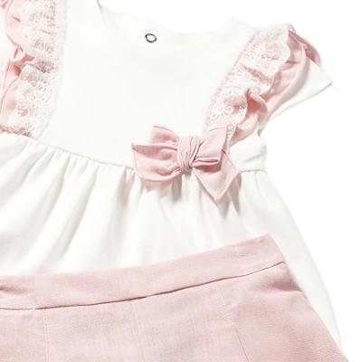 Picture of Mayoral Toddler Girls Summer Lace Ruffle Top & Shorts Set  X 2 - Ivory Pink