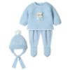 Picture of Mac Ilusion Baby Sonar Collection Boys Knitted Teddy Sweater Leggings Hat Set X 3 - Cloud Blue
