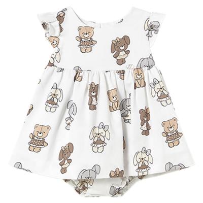 Picture of Mayoral Girls Summer Bear & Bunnies Dress & Panties Set  X 2 - Ivory Beige