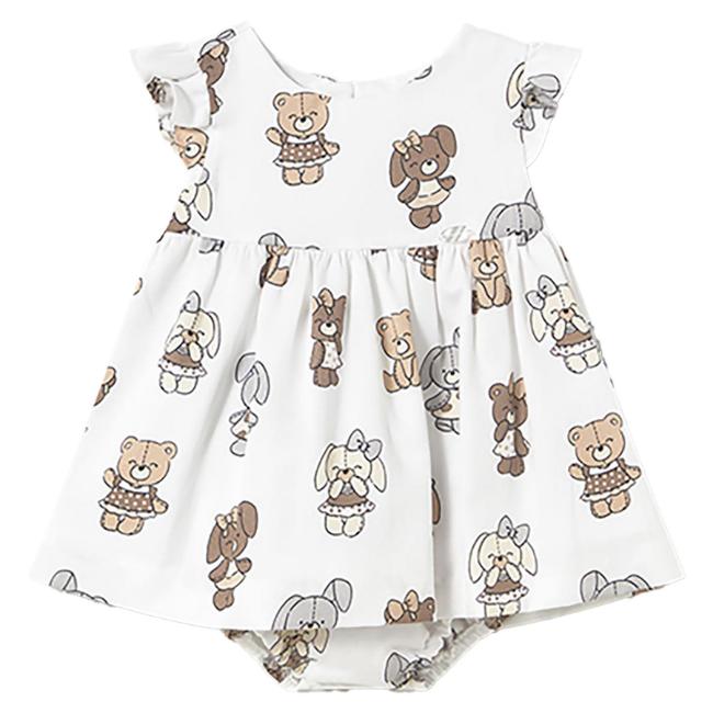 Picture of Mayoral Girls Summer Bear & Bunnies Dress & Panties Set  X 2 - Ivory Beige
