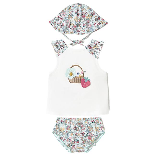 Picture of Mayoral Girls Summer Sun Bathing Suit & Sunhat Set  X 3 - Jade Green