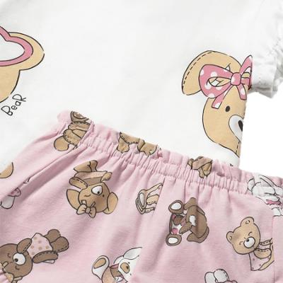 Picture of Mayoral Girls Summer Bear & Bunnies Top & Shorts Set  X 2 - Baby Rose Pink