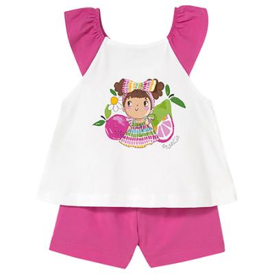 Picture of Mayoral Toddler Girls Summer Sweetie Print Top & Shorts Set - Fucsia 