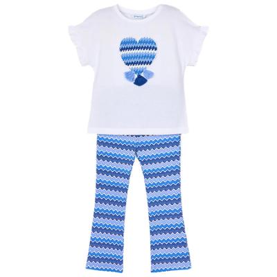 Picture of Mayoral Girls Summer Flared Zig Zag Leggings & Top Set X 2 - Anil Blue