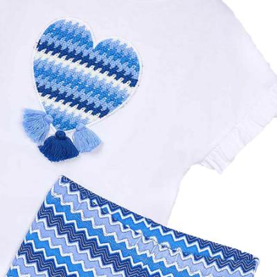 Picture of Mayoral Girls Summer Flared Zig Zag Leggings & Top Set X 2 - Anil Blue