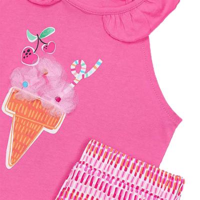 Picture of Mayoral Girls Summer Icecream Top & Shorts Set X 2 - Magenta Pink