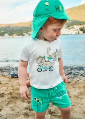 Picture of Mayoral Toddler Boys Summer Dinosaur Swim Shorts & Sunhat Set  X 2 - Lake Green