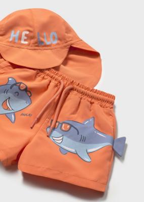 Picture of Mayoral Toddler Boys Summer Shark Swim Shorts & Sunhat Set  X 2 - Coral Blue