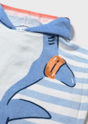 Picture of Mayoral Toddler Boys Summer Shark Hooded Cover-up - Blue Coral